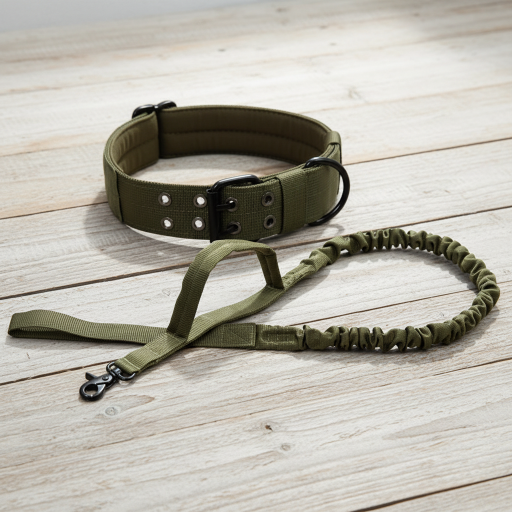 Ensemble laisse pour chien coloris vert