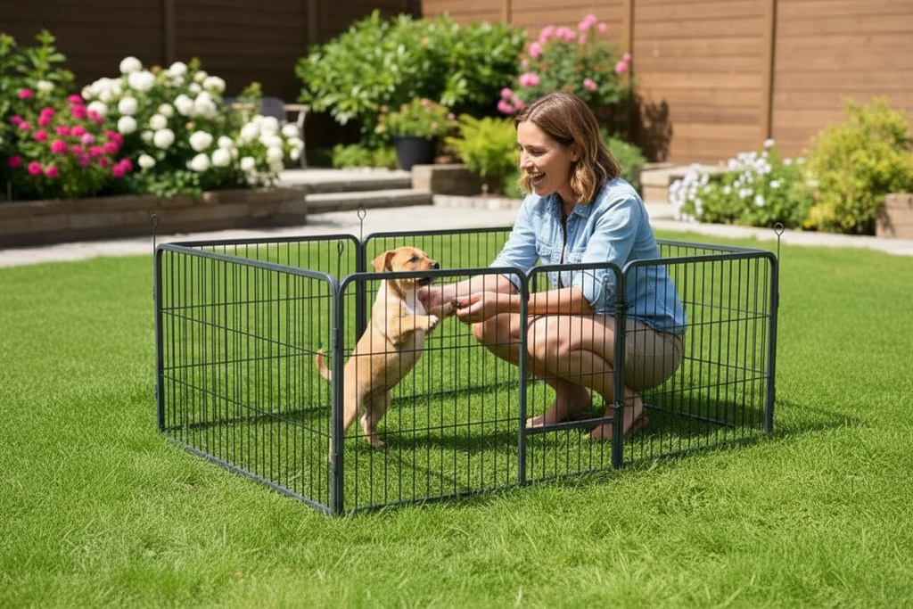 Maître et chiot Staffy