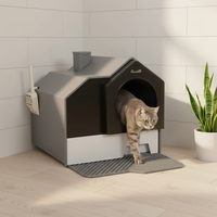 Chat près de sa maison de toilette design