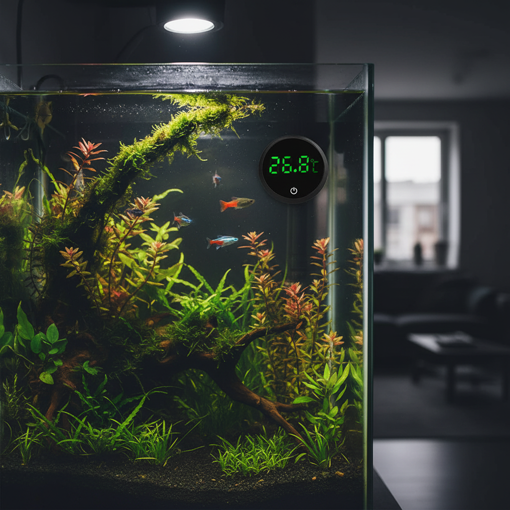 Thermomètre digital LED aquarium coloris noir