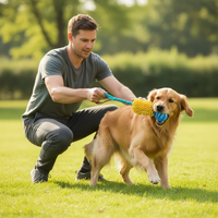 Corde à mâcher pour chien coloris rose et jaune