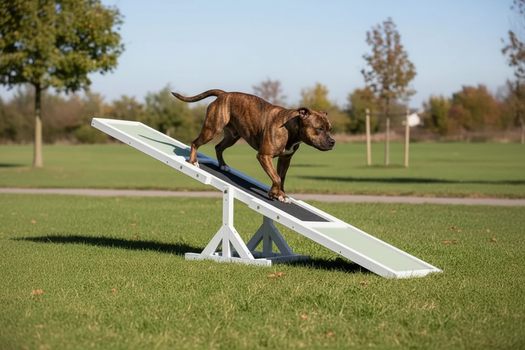 Staffy sur la balançoire