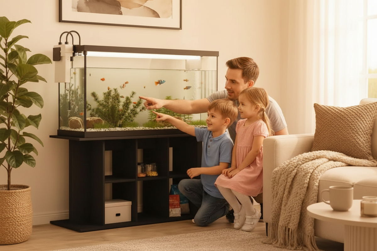 Meuble d'aquarium en bois 120x40x60 cm - vue de face