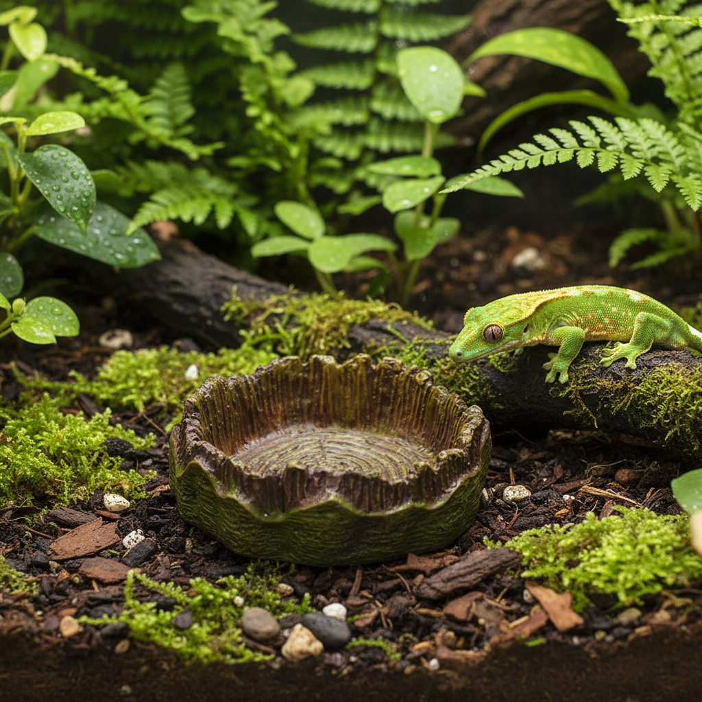 Gamelle reptile forme souche d'arbre, modèle 1