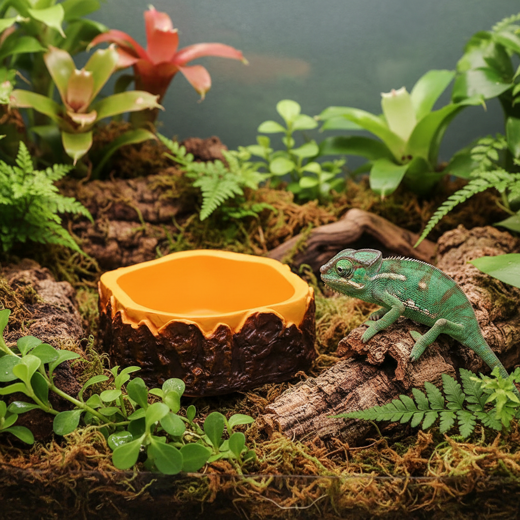 Gamelle reptile forme souche d'arbre, modèle 5