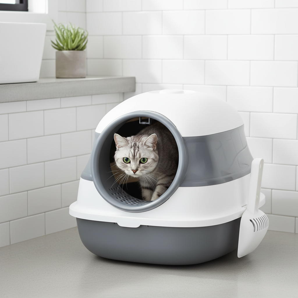 Maison de toilette pour chat, vue arrière