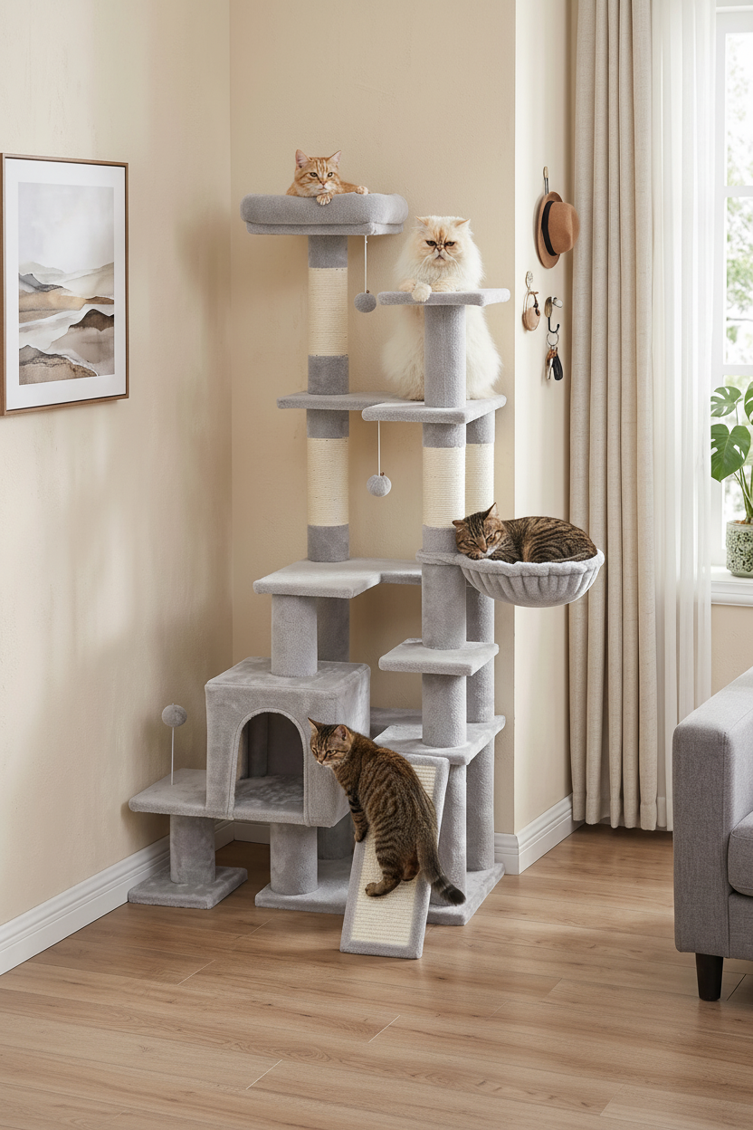 Arbre à chat 5 niveaux avec hamac - variante de montage 2