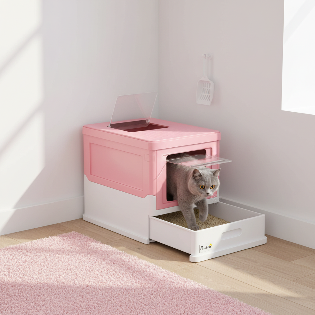 Maison de toilette rose, vue de face