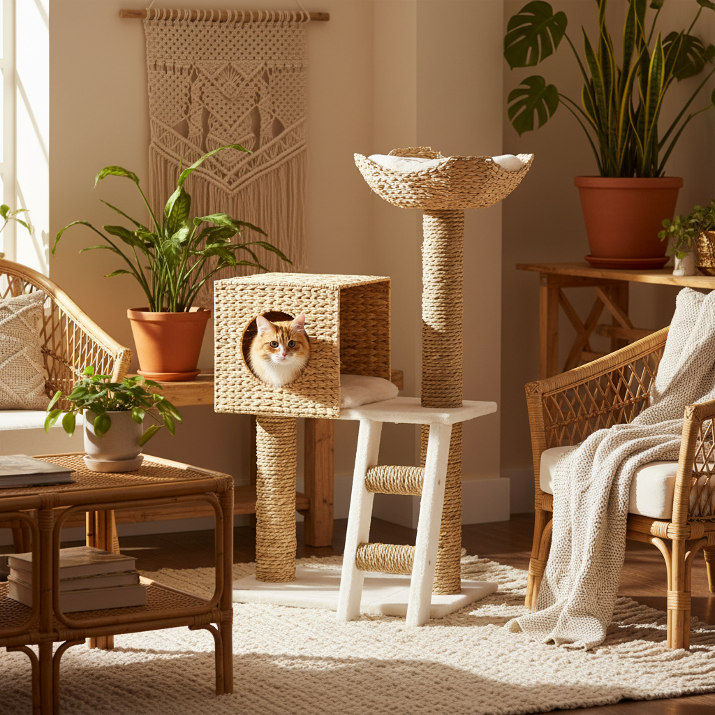 Griffoir arbre à chat - détail des coussins amovibles