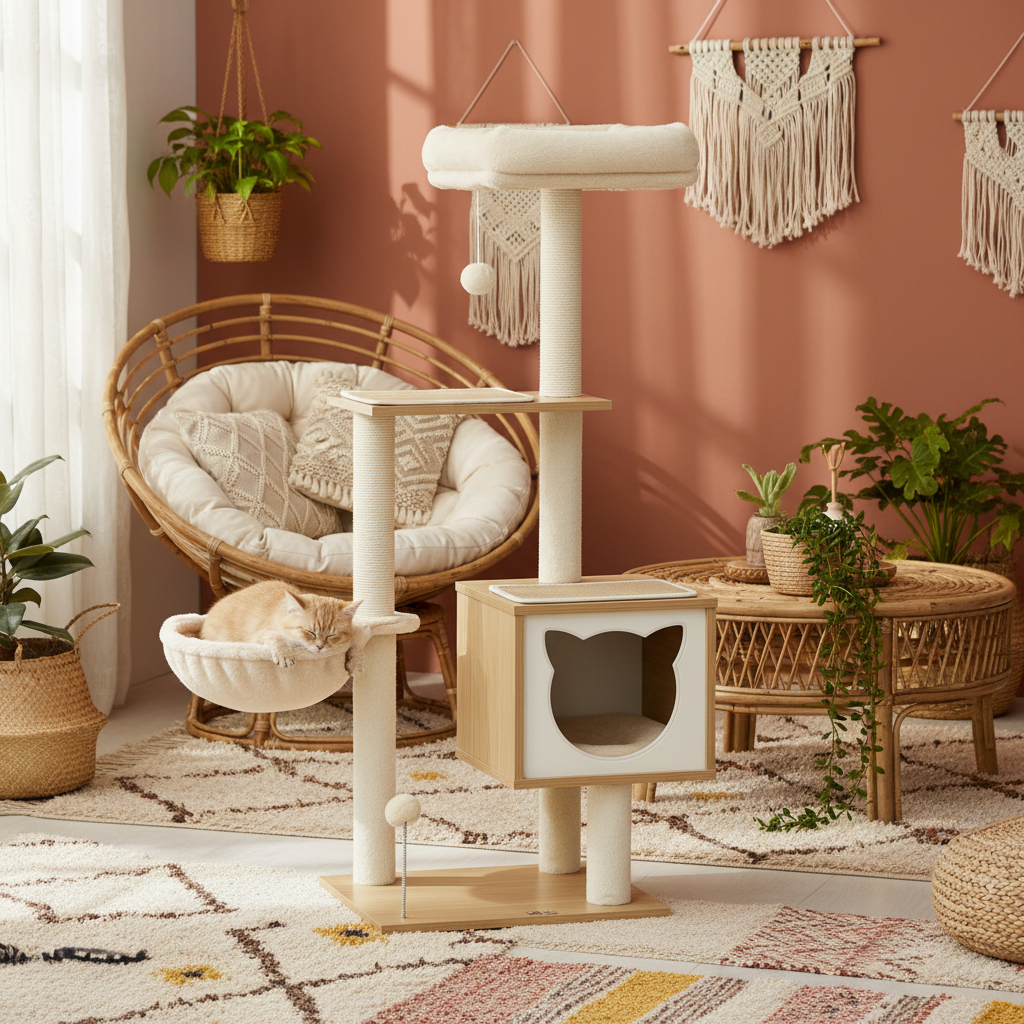 Panier niche en sisal beige, vue d'ensemble