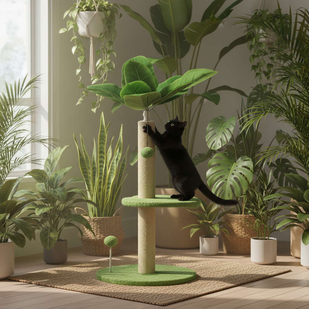 Plateforme peluche de l'arbre à chat en jute