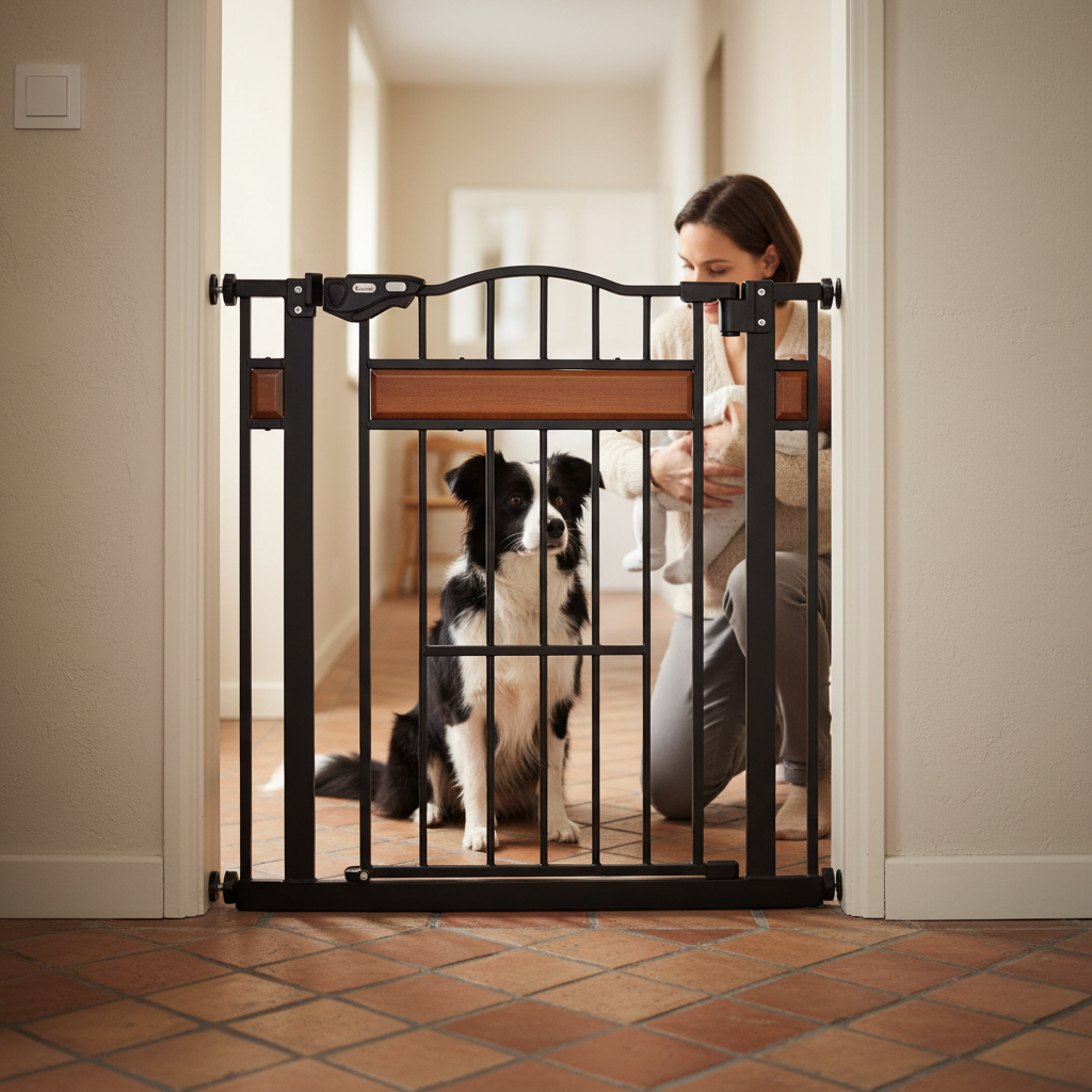 Barrière de sécurité pour animaux, acier noir