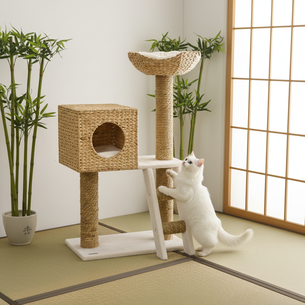 Griffoir arbre à chat avec coussins et échelle