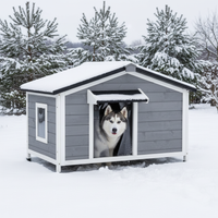 Niche chalet en bois pour chien, coloris gris