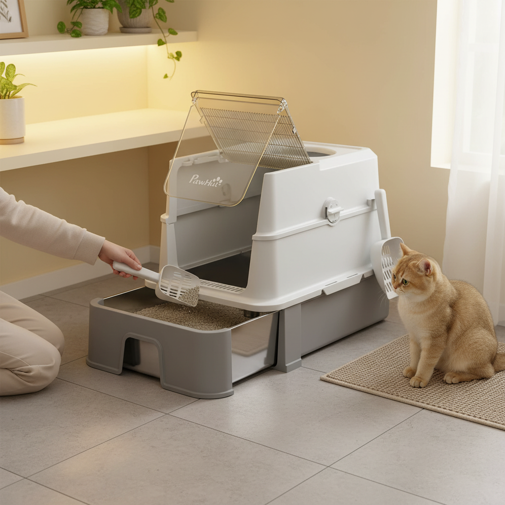 Bac à litière pour chat, vue d'ensemble
