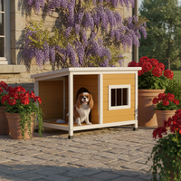 Niche en bois avec véranda pour chien, orange
