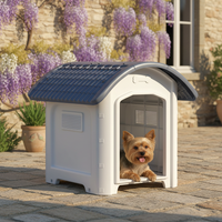 Niche extérieure pour chien en plastique gris, vue de face