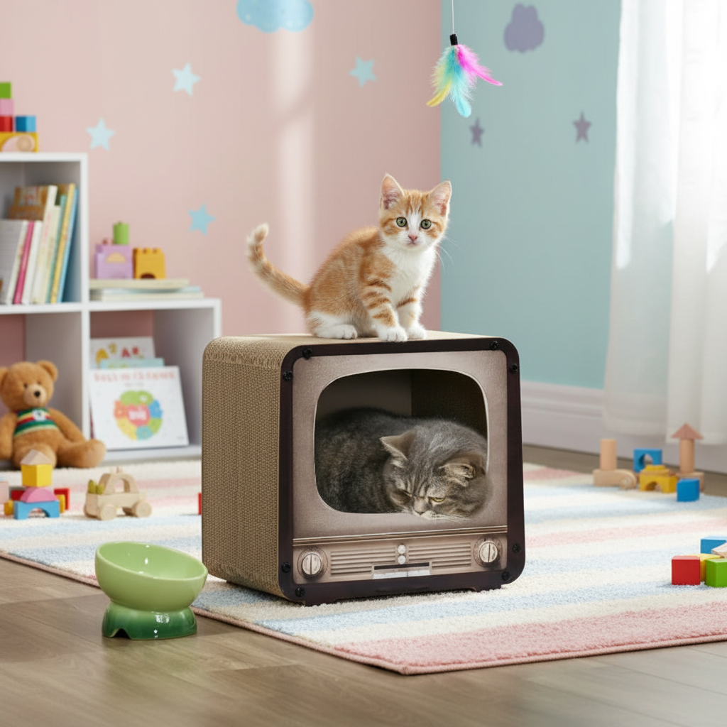 Griffoir carton forme téléviseur, vue de face