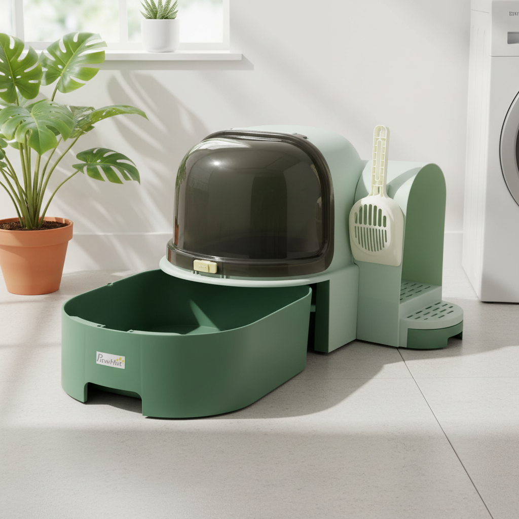 Maison de toilette pour chat, vue de face