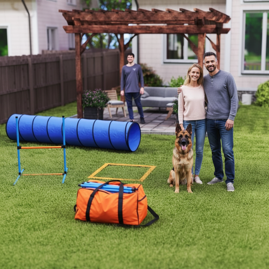 Kit d'agilité pour chien - chien utilisant le tunnel