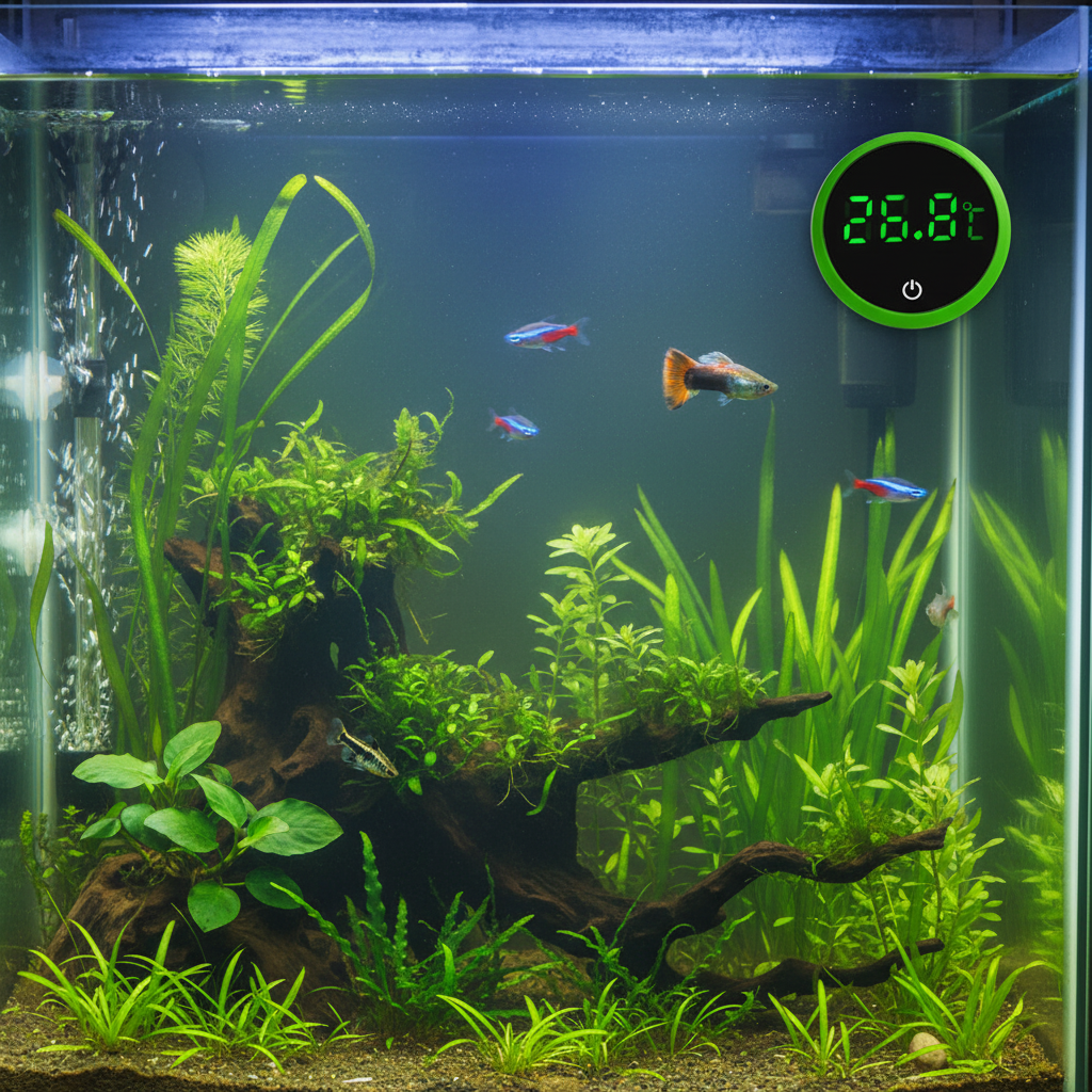 Thermomètre digital LED aquarium coloris vert